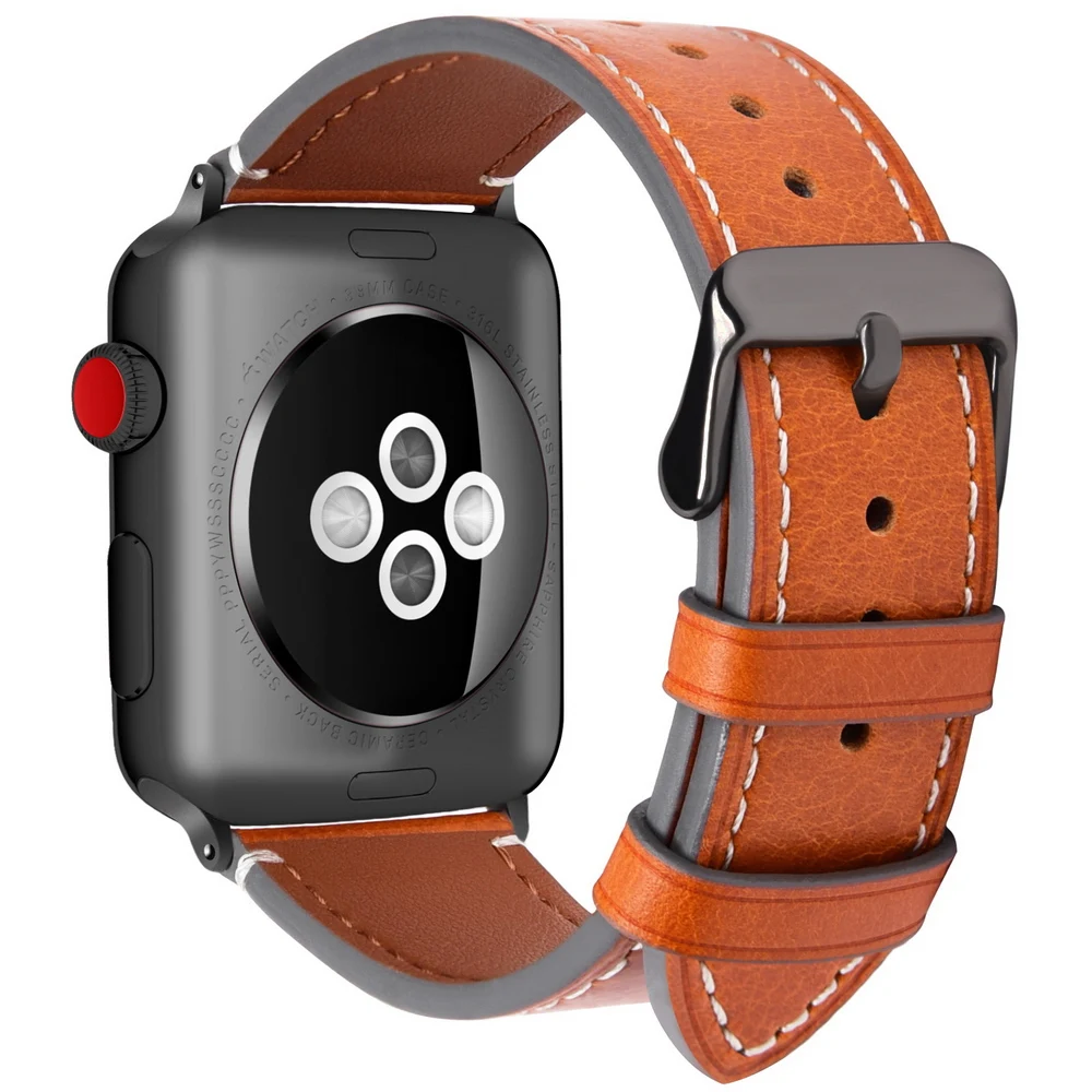 Винтажные ремешки для часов Apple из натуральной кожи 38 мм 40 мм 42 мм 44 мм, аксессуары для часов, браслет для часов Apple Watch Series 5/4/3/2/1
