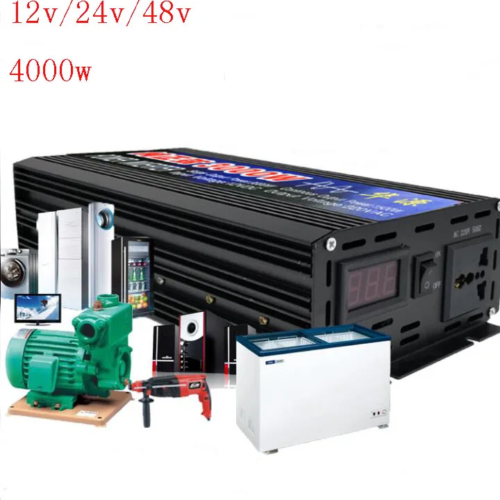Чистый синусоидальный автомобильный инвертор 4000 Вт Dc12v/24 В в переменный ток 220