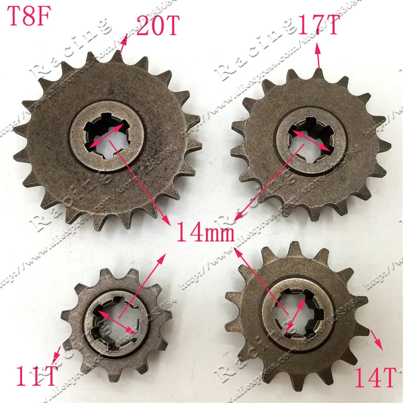 Передняя шестерня T8F 11 14 17 20 T зубчатая для 47cc 49cc Minimoto мини внедорожный велосипед
