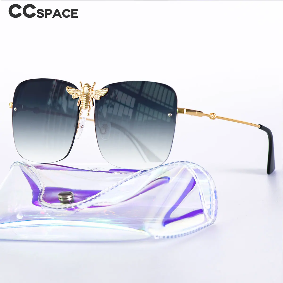 

Square Metal Big Bee Luxury Sunglasses UV400 Retro Men Women Shades 51007