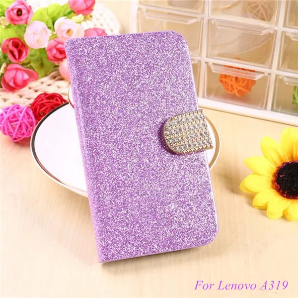 

Fashion Bling Glitter Flip Case Cover For Lenovo A319 A 319 Mobile Phone Case With Card Slot