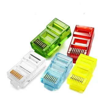 

ITINFTEK 20/50/100PCS Network Crystal Heads RJ45 Ethernet Cables Module Plug Connector RJ-45 Cat5 Color Gold Plated Cable