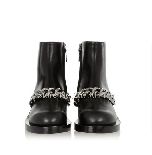 Bas Européen Femelle 2018 Picture Latérale Talons Chaîne Femmes Automne as Top Cheville Bottes Cuir En As Hiver Chaussons Style Noir Métal Picture Vente Glissière qqw7rUt