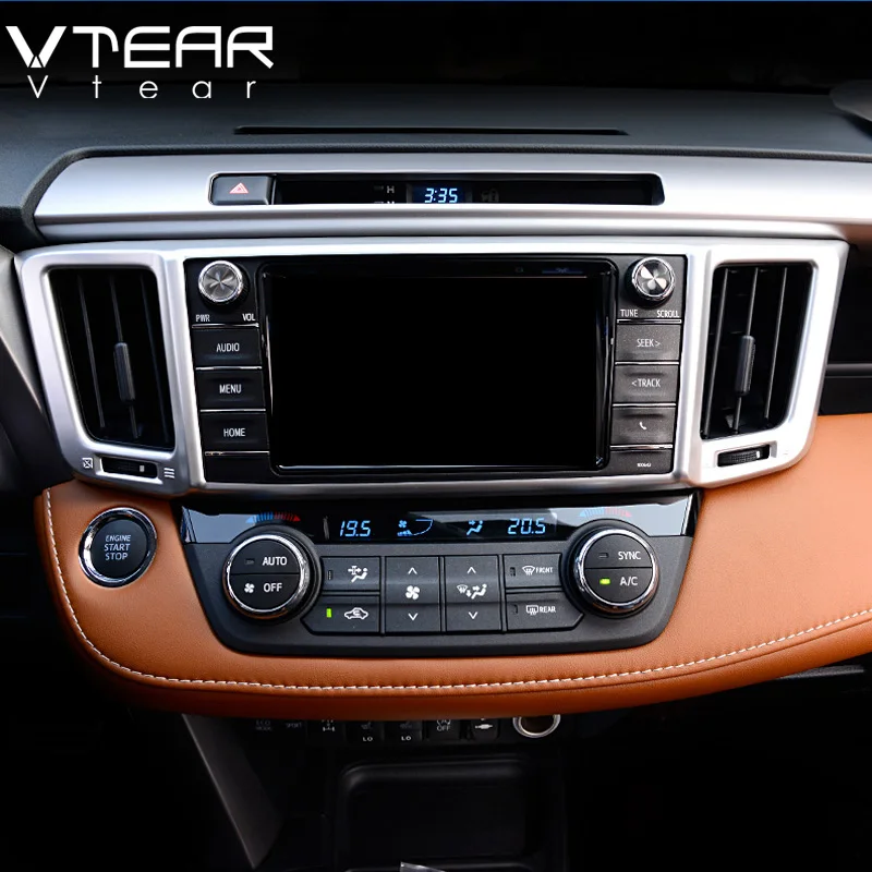 

Vtear For Toyota RAV4 2016 2017 Center console GPS panel decoration cover Chromium styling interior mouldings Accessories trim