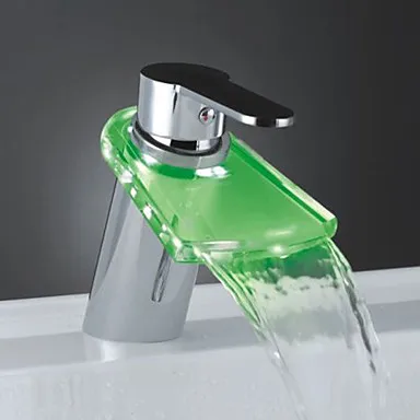 

Color Changing Glass LED Water Bathroom Basin Sink Faucet (Chrome Finish) ,Torneira Para De Banheiro