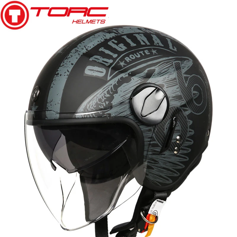 Casco TORC jet moto rcycle casco de cara abierta retro personalizado rbike doble visera casco capaciete moto casco DOT T595|Cascos| - AliExpress