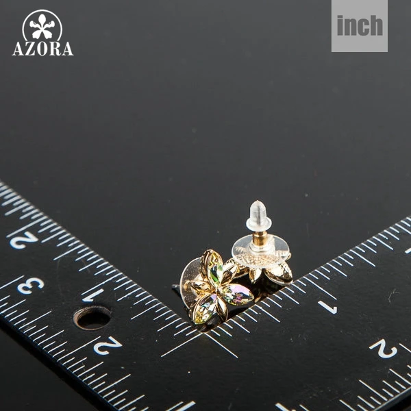 AZORA золотые Stellux Австрийские Серьги гвоздики с цветком TE0054|crystal flower stud earrings|flower