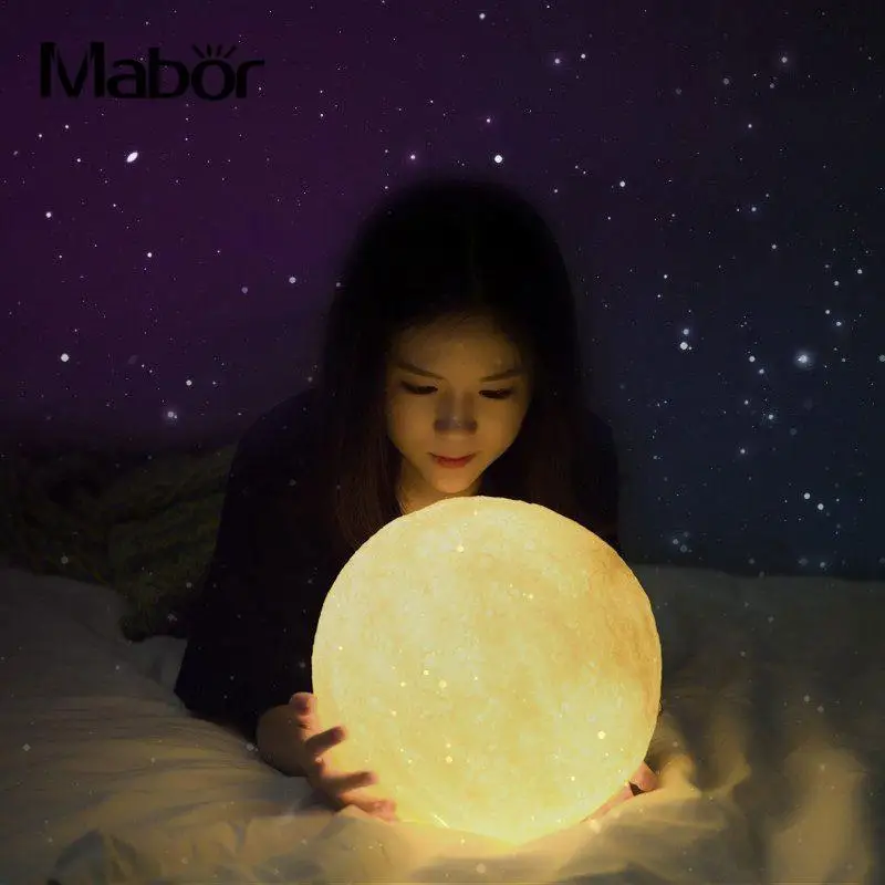 Светодиоды лунного света Яркость Земли многоцветный настольная лампа 3D печать 11 см ночник Луна Свет домашний декор идеальный подарок луна