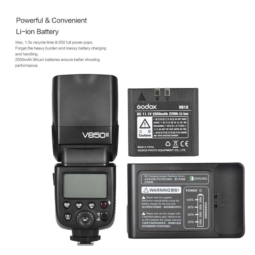 Godox v850ii GN60 Встроенный 2.4 г Беспроводной x Системы 1/8000 s HSS Off Камера Вспышка Speedlite для Canon nikon Pentax olympas