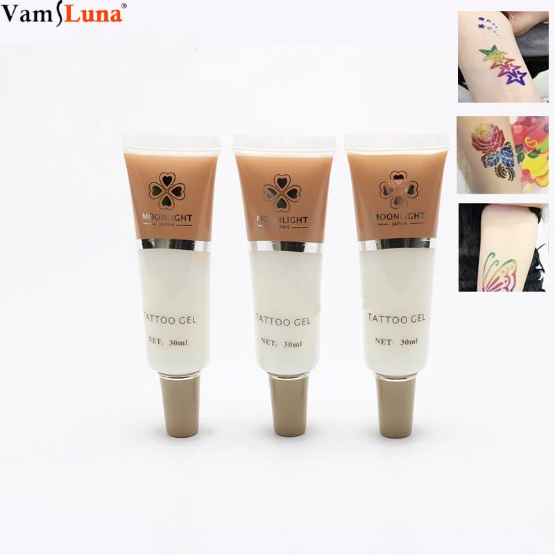Cola para Longa One-time de Flash em pó Corpo Tatuagem Temporária Glitter Tattoo Gel Duração Tinta Cola Branca 3x30 ml 2 Cheap Tatuagens temporárias