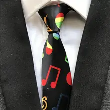 Уникальный 5 см Модный Узкий галстук черный с красочными музыкальными нотами галстуки с принтом для вечерние