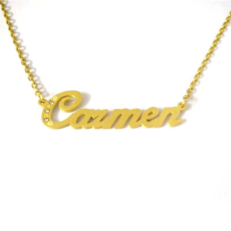 Женское Ожерелье на заказ с именным именем колье золотого цвета надписью Carmen