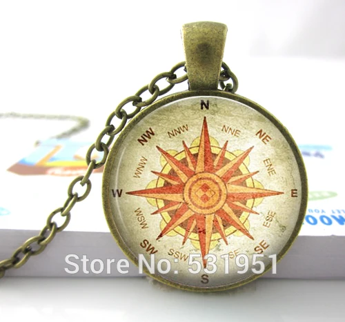 

Wholesale Compass Necklace North South East West. Pendant. Charms. Picture Pendant. Bronze Jewelry. Handmade Jewelry.