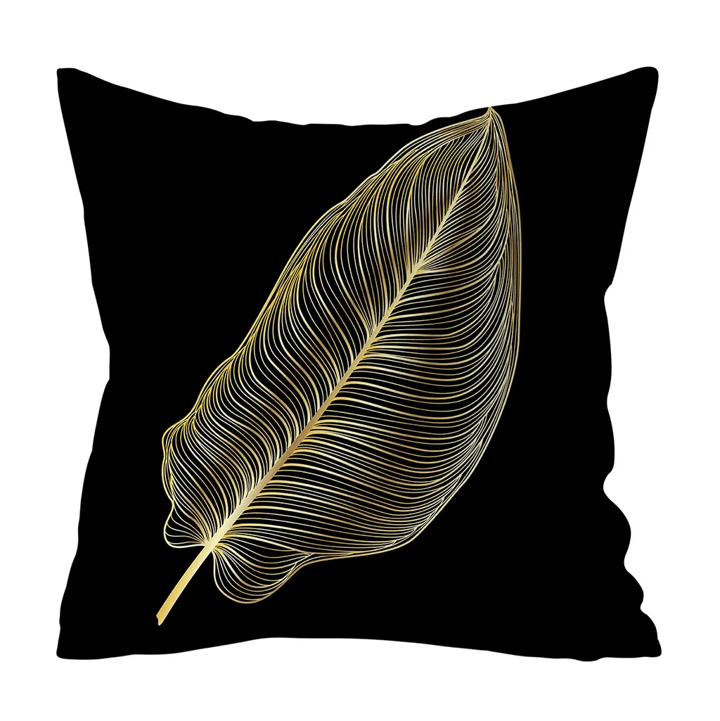 

Gold Plant Leaves pattern Printed Pillow Cover Case Cushion Cover Sofa Polyester Home Decor housse de coussin funda cojin