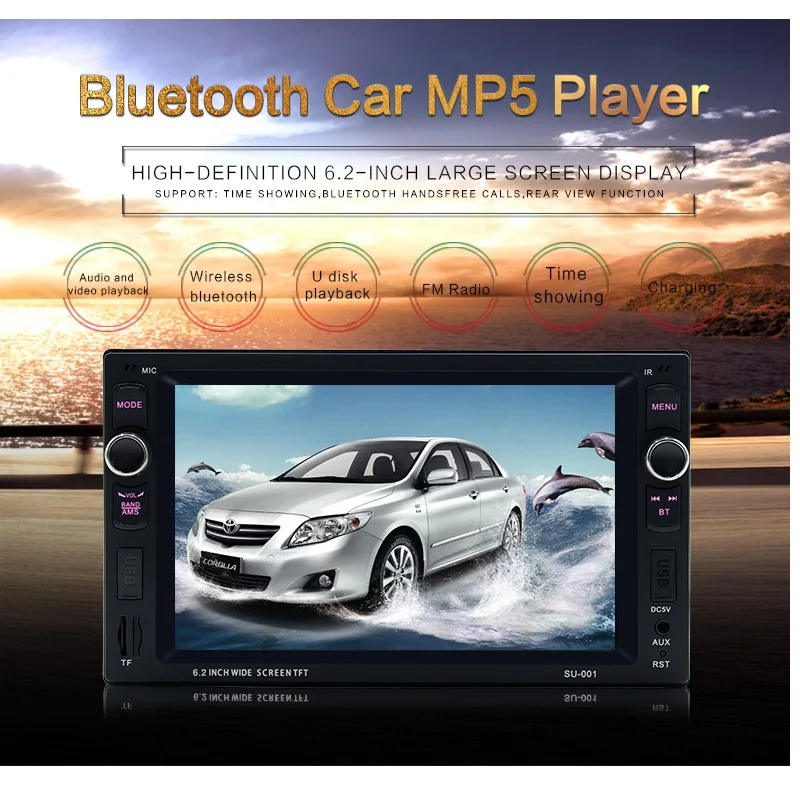 

2 Din Car Radio MP5 Player 6'' HD Touch Screen Bluetooth Stereo Radio FM/MP4/Audio/Video/USB Auto Electronics autoradio charger