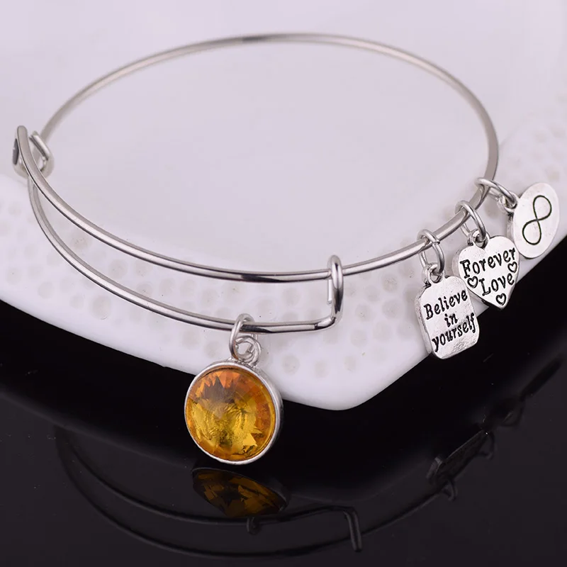 Серебряный стеклянный камень подвеска растягивающийся регулируемый браслет бесконечная любовь амулеты верят в себя подарки на день рождения - Окраска металла: 1