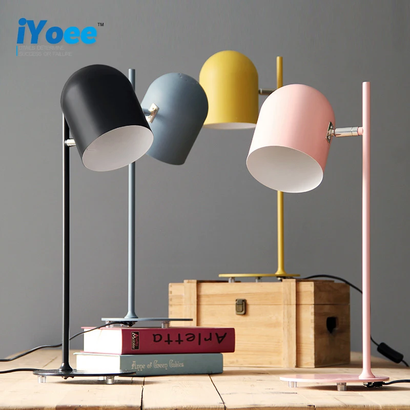 Nordic College Students Creative personality Macaron bedroom bedside decoration Plug in read desk jobs Eye protection table lamp | Лампы и