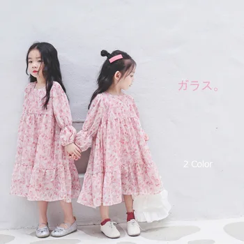 

2019 Spring Summer Girl Dress Toddler Baby Girl Kid Clothes Flower Printed Fairy Princess Party Long Sleeve Dresses Wholesale