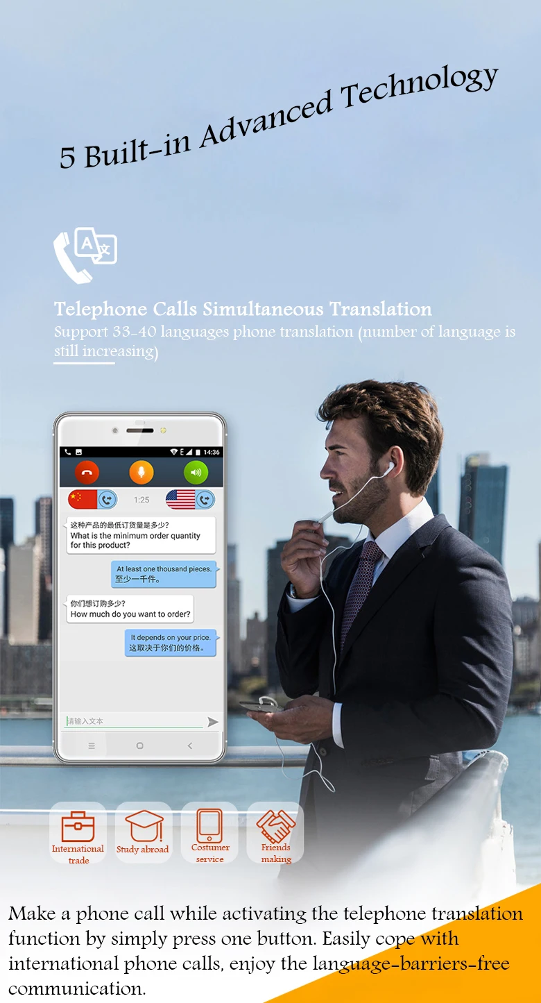 Телефонные звонки перевод двухсторонний переводчик 100 5,99 дюймов Смарт-переводчик смартфон словарик автономный голосовой переводчик