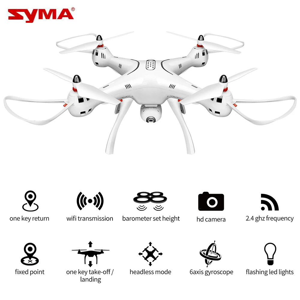 Квадрокоптер SYMA X8PRO X8 Pro Радиоуправляемый с GPS трекером RTF камерой 720P HD или 4K Wi Fi в