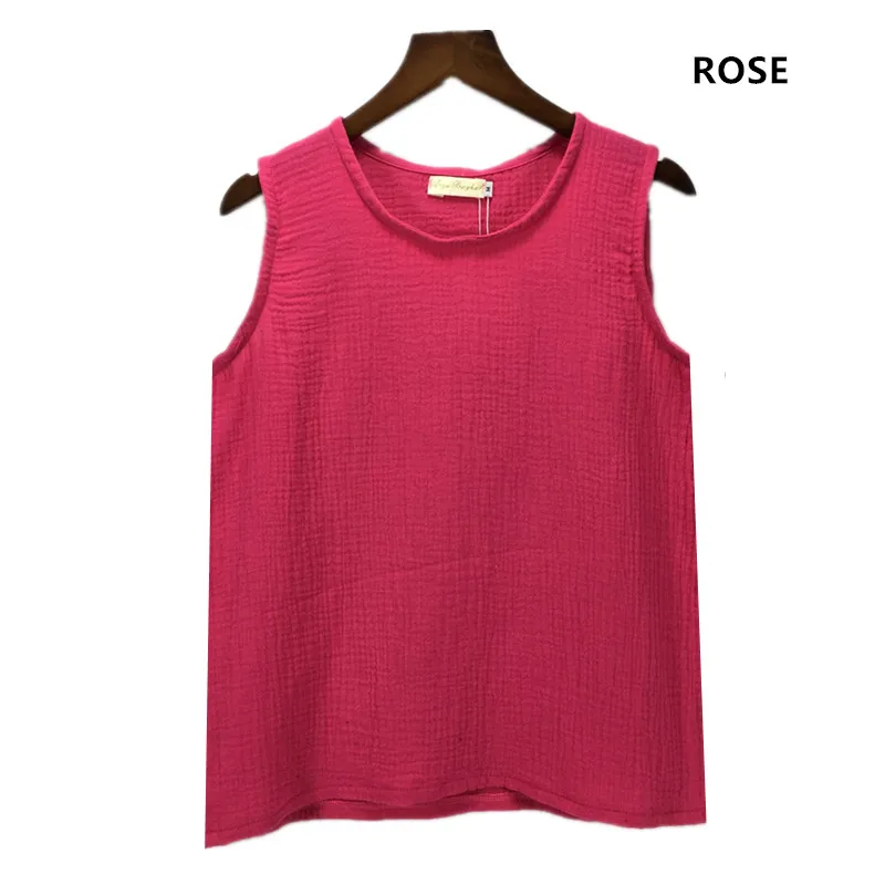 Женский Свободный Топ без рукавов из хлопка и льна с круглым вырезом|vest womens|clothing