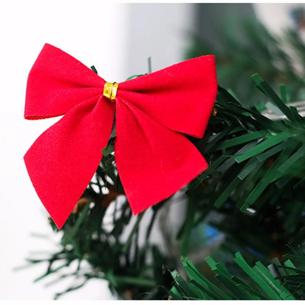 12 шт. Рождественский ошейник, украшение на Рождество, украшение, подарок, обертывание, бант, безделушки, новогодние вечерние принадлежности#15 - Color: Red