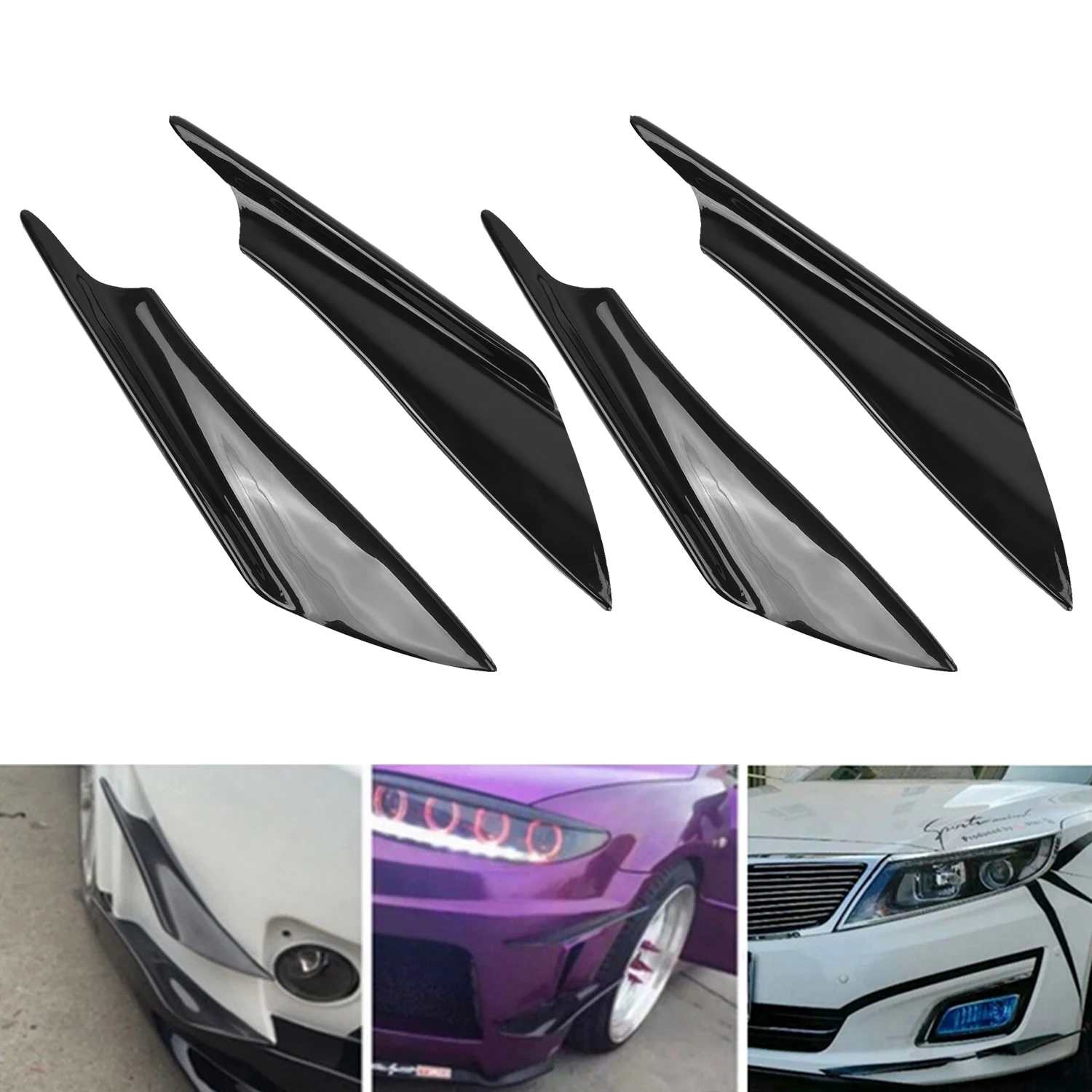 

4x Waterproof Front Bumper Lip Splitter Fin Body Spoiler Canards Splitters Trim