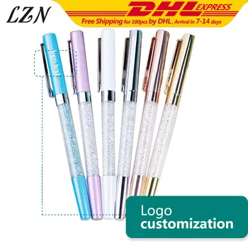 

LZN Fashion Cool Crystal Signature Pen Diamond Gold Silver Office Gift Metal Ballpoint Pens Free Print Logo/Text for Business
