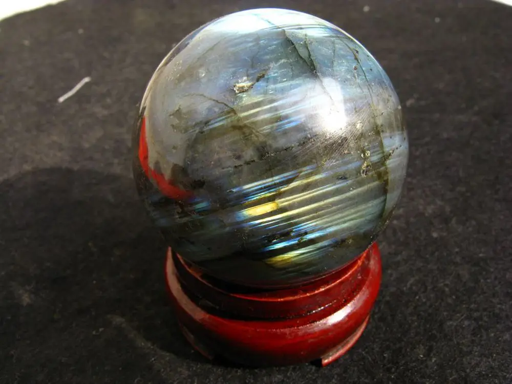 

160g NATURAL labradorite quartz crystal sphere ball healing+stand