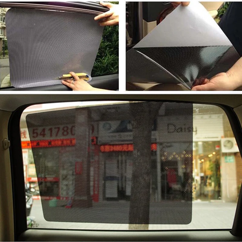 2PCS 38*42CM Black Window Auto Car Sun Shade Curtain PVC Protection