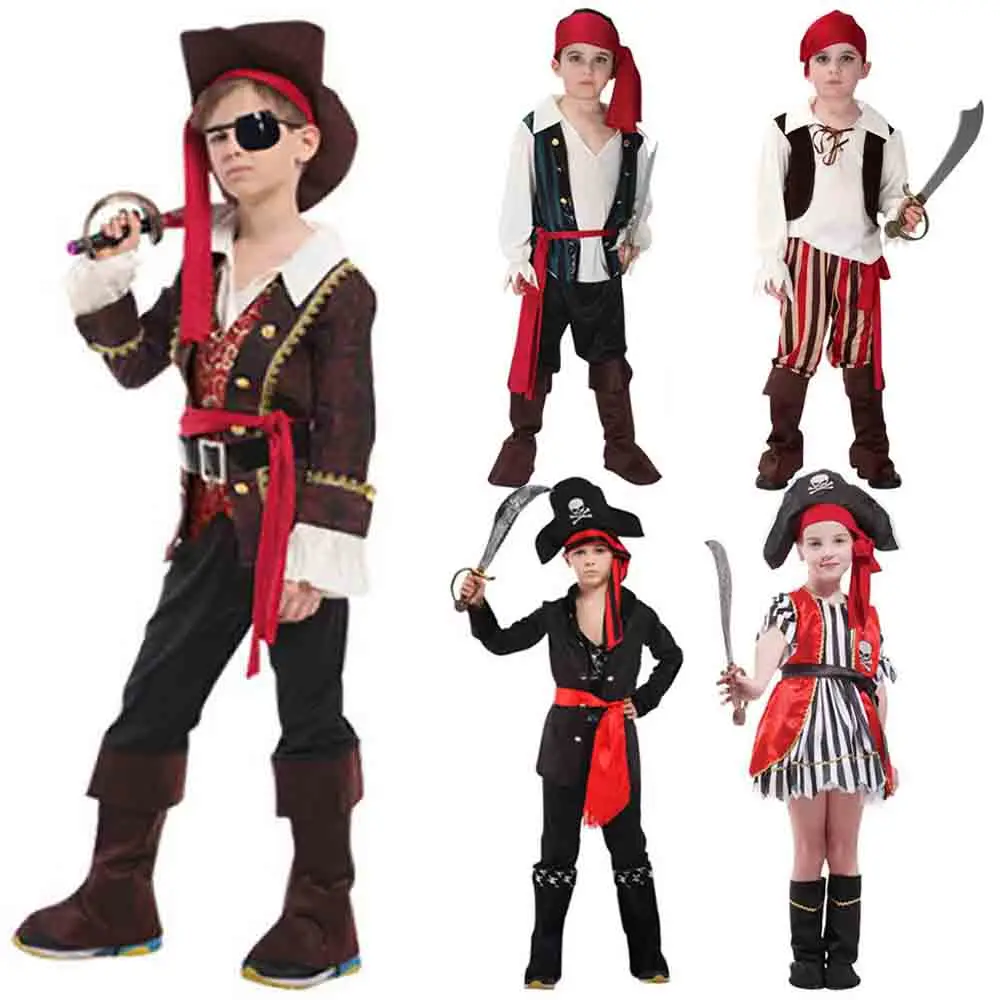 Captain Pirate Ahoy Buccaneer Swashbuckler Boys Kids Childs Fancy Dress Costume