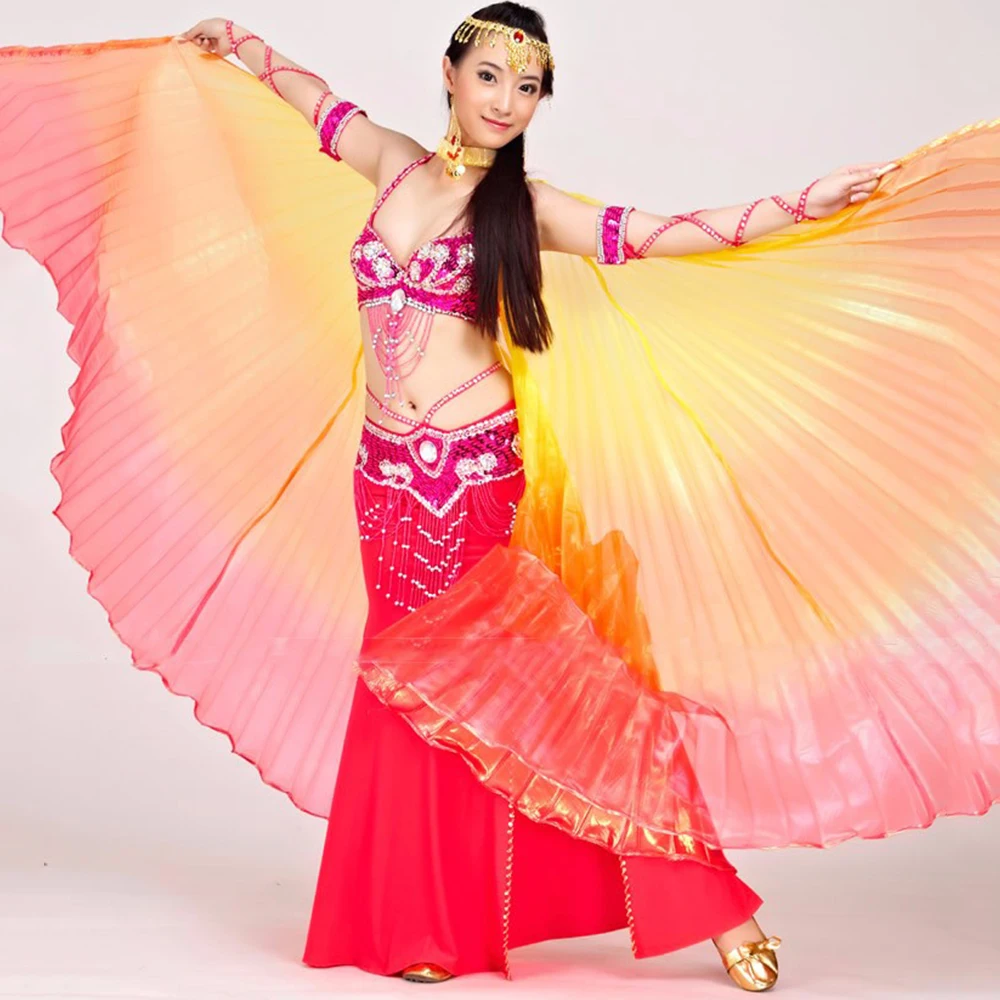 

High Quality Adult Lady Belly dance wings transparent colored wings bellydance belly dancing stage props Without Stick Brand