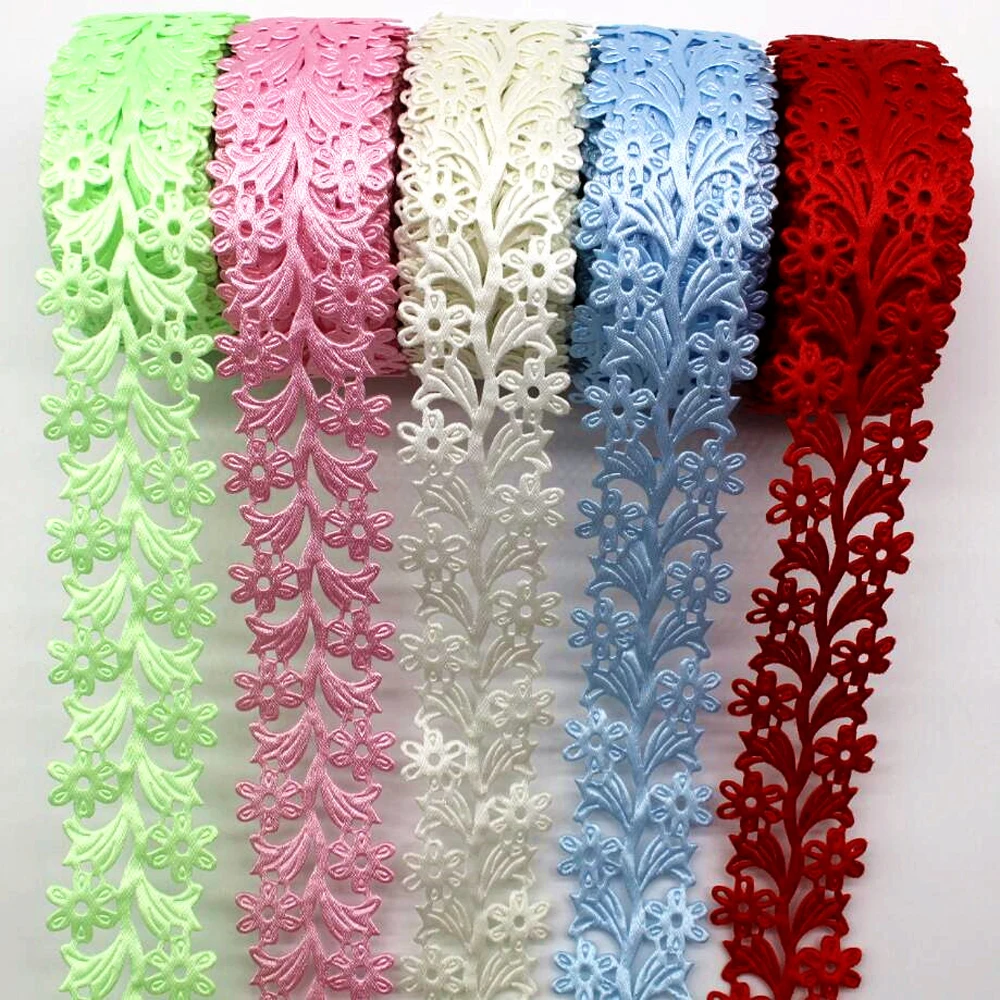 20 Yards 38MM Hollow Lace Embossed Ribbon DIY Handmade Materials Clothing Footwear Accessories Headdress Bows Flowers