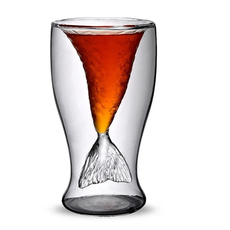Креативная Русалка Коктейльная стеклянная чашка 100 мл вина Двойная Стенка Стекло es Забавный виски рюмка водочная милая леди пивная кружка вино стекло