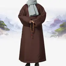 Унисекс зимняя буддийская форма для боевых искусств кунг-фу теплый халат монахи Медитация одежда Униформа Костюмы для буддистов коричневый