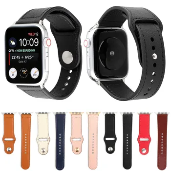 

Genuine Leather Watch Band For Apple Watch Strap Series 1 2 3 38mm 42mm Wristband For iWatch Series 4 40mm 44mm Belt Bracelet