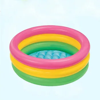 

MUQGEW Toddler Baby Children Kids Rainbow Round Inflatable Swimming Pool Summer Easy Set Pool Set with Filter Pump #0507