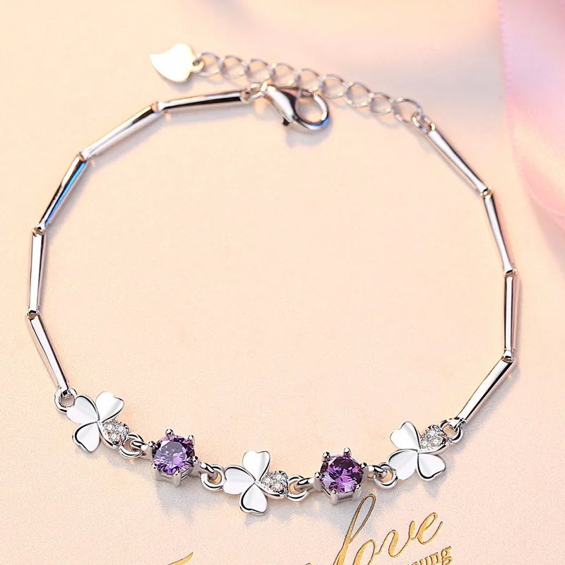 

PJX Women Bracelet Korea Style Sweet and Clean Four Leaf Clover High Quality Bracelet KYS-01