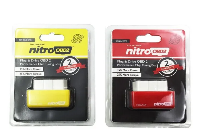 

2pcs/lot Red+Yellow Nitroobd2 Plug and Drive Chip Tuning Box Nitro OBD2 remaping ECU increase the performance Car interface