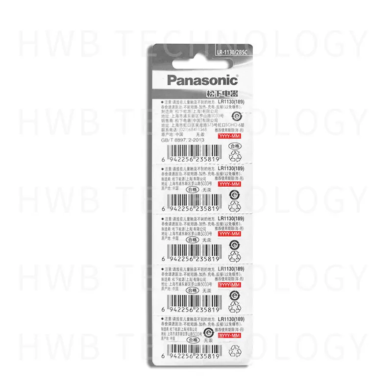 10X100% Подлинная PANASONIC LR54 189 AG10 L1131 SR1130 G10 V10GA 389 Щелочная кнопочная батарейка для монет