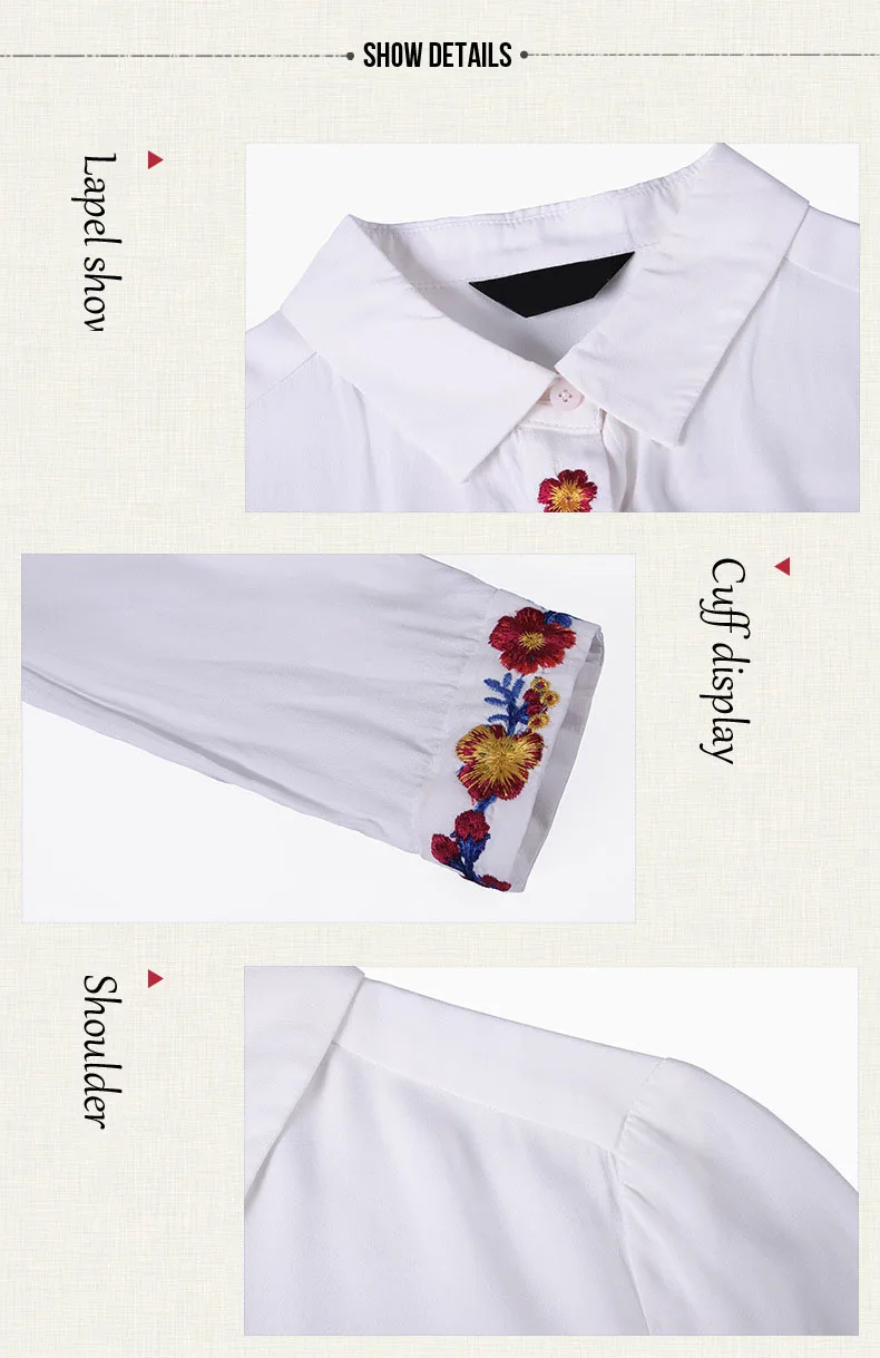 KAMIYING женские белые рубашки Офисная Женская Повседневная Блузка Осенняя рабочая одежда рубашка с вышивкой топ формальный PKHC875