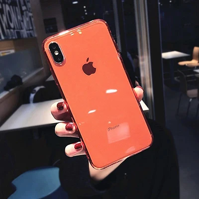 SUYACS 7 ярких цветов прозрачный противоударный чехол для телефона для iPhone 11 Pro Max 7 8 Plus X XS Max XR 6 6S Ультратонкий Мягкий ТПУ задняя крышка - Цвет: Transparent Red