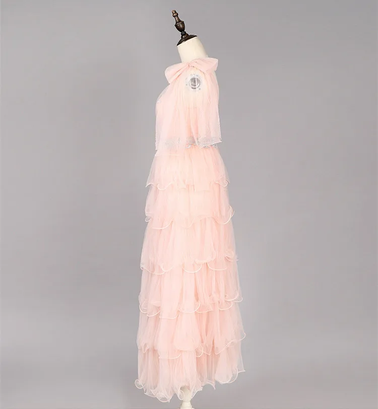 Высококачественная бабочка обнажение спинка гудок рукав юбка сетка торт вечернее платье знаменитость свадебное платье Макси