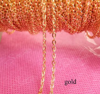 

2*1.5mm/2*3mm/3*4mm---100meter/lot Gold plated Flat O-shape chain for DIY necklace accessories---you can choose size