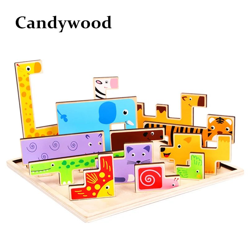 Kids 3D Puzzle Jigsaw Wooden Toys Cartoon Animals Puzzles Child Educational Toy for Children Tangram Jigsaw Board Kids 3D Puzzle Jigsaw Wooden Toys Cartoon Animals Puzzles Child Educational Toy for Children Tangram Jigsaw Board