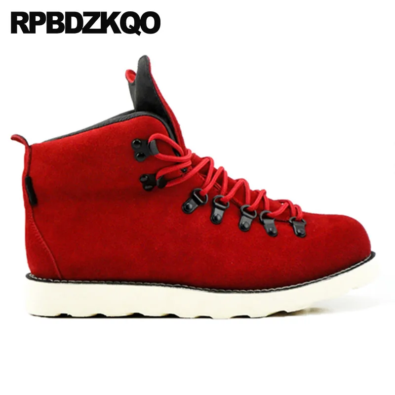 Más Redonda rojo Tamaño Toe Azul Otoño Diseñador Lace 2018 Ante Hombres azul Runway Zapatos Alta Botas Seguridad Negro Calidad De Botines Up Trabajo B0I0Ft