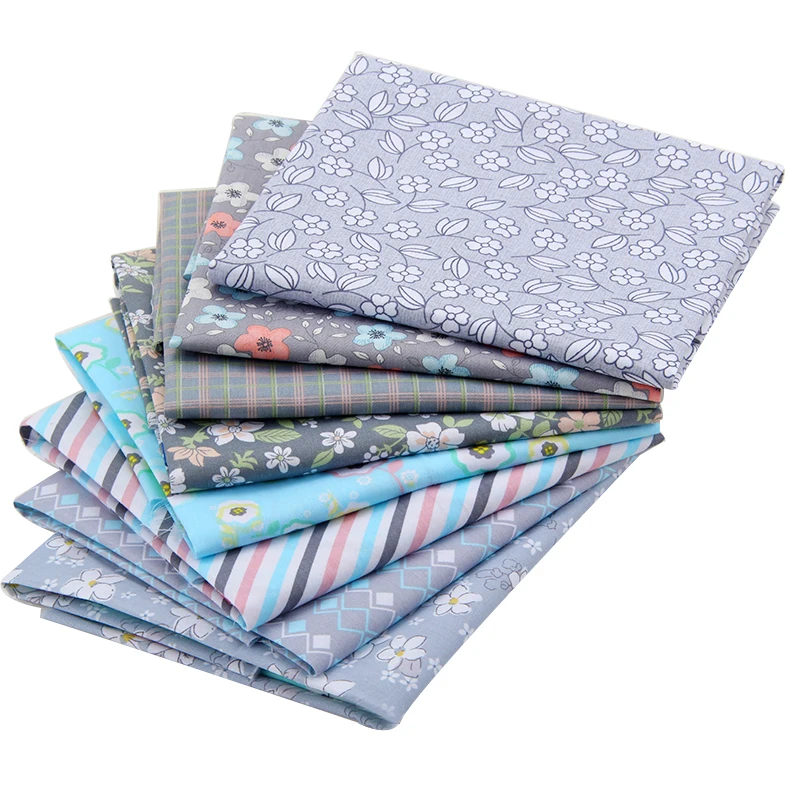 40X50CM Gray Floral Cotton Quilting Fabric Fat Quater Bundles Patchwork