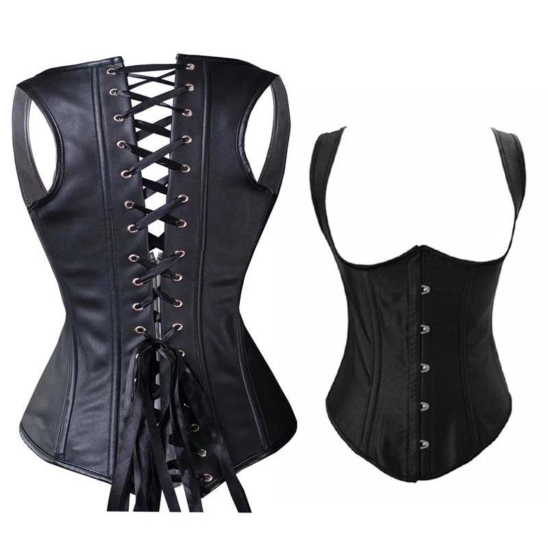 Women's Lace Up Steel Boned Underbust Corset Bustier Bodyshaper Top