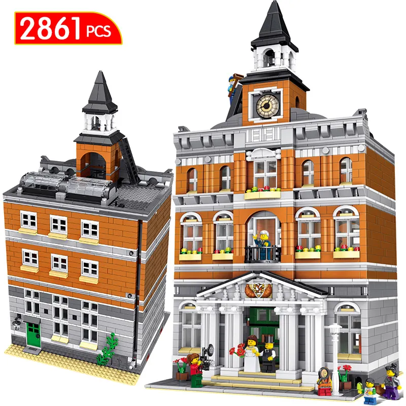 

2861PCS Street Series Blocks Compatible LegoINGlys City 10224 Town Hall Set Model Building Kits Set Assembling Toy For Children