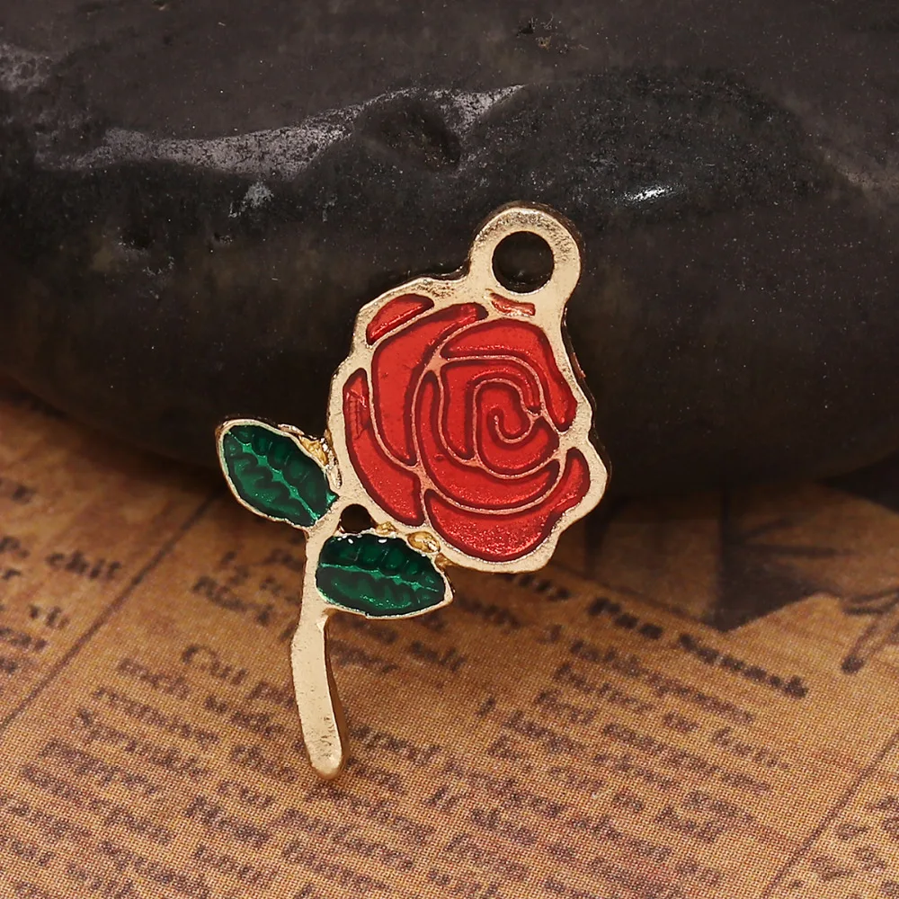 DoreenBeads подвески из цинкового сплава с розовым цветком золотой цвет красный